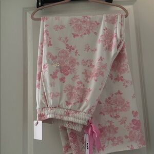 PINK Loveshackfancy Floral Pink and White pants